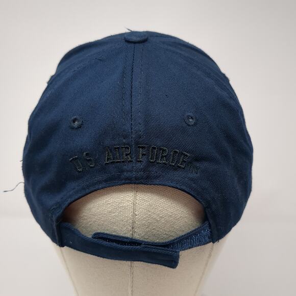 US Air Force Strapback Baseball Cap Blue One Size Adjustable 6 Panel Top Level - Picture 6 of 10